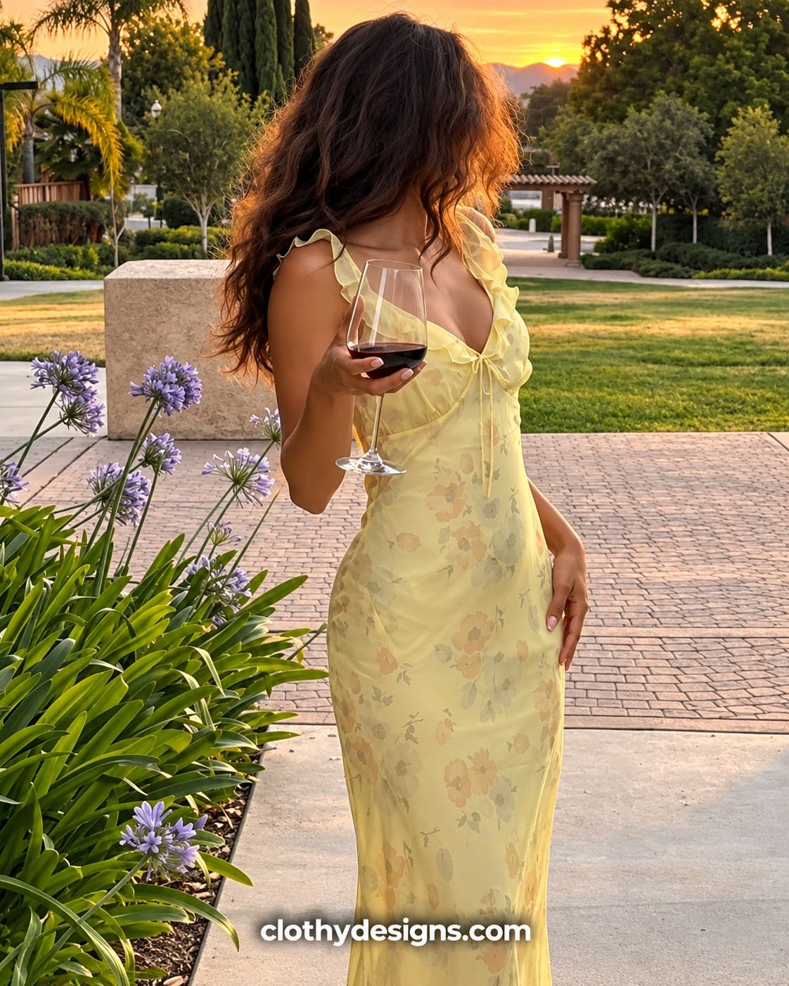 Women’s Floral Print Plunge Maxi Dress – Sexy Backless Fairycore Summer Dress, Coquette Beach & Vacation Outfit